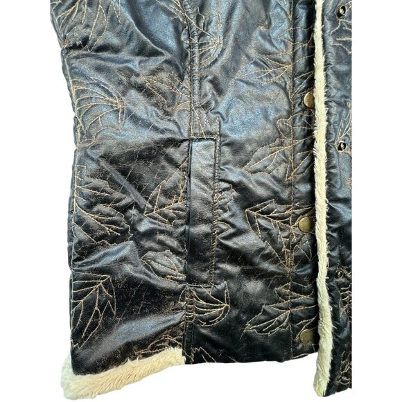 Woolrich Womens Outdoor Faux Leather Sherpa Lined Vest Medium Brown Leaf - Picture 10 of 13